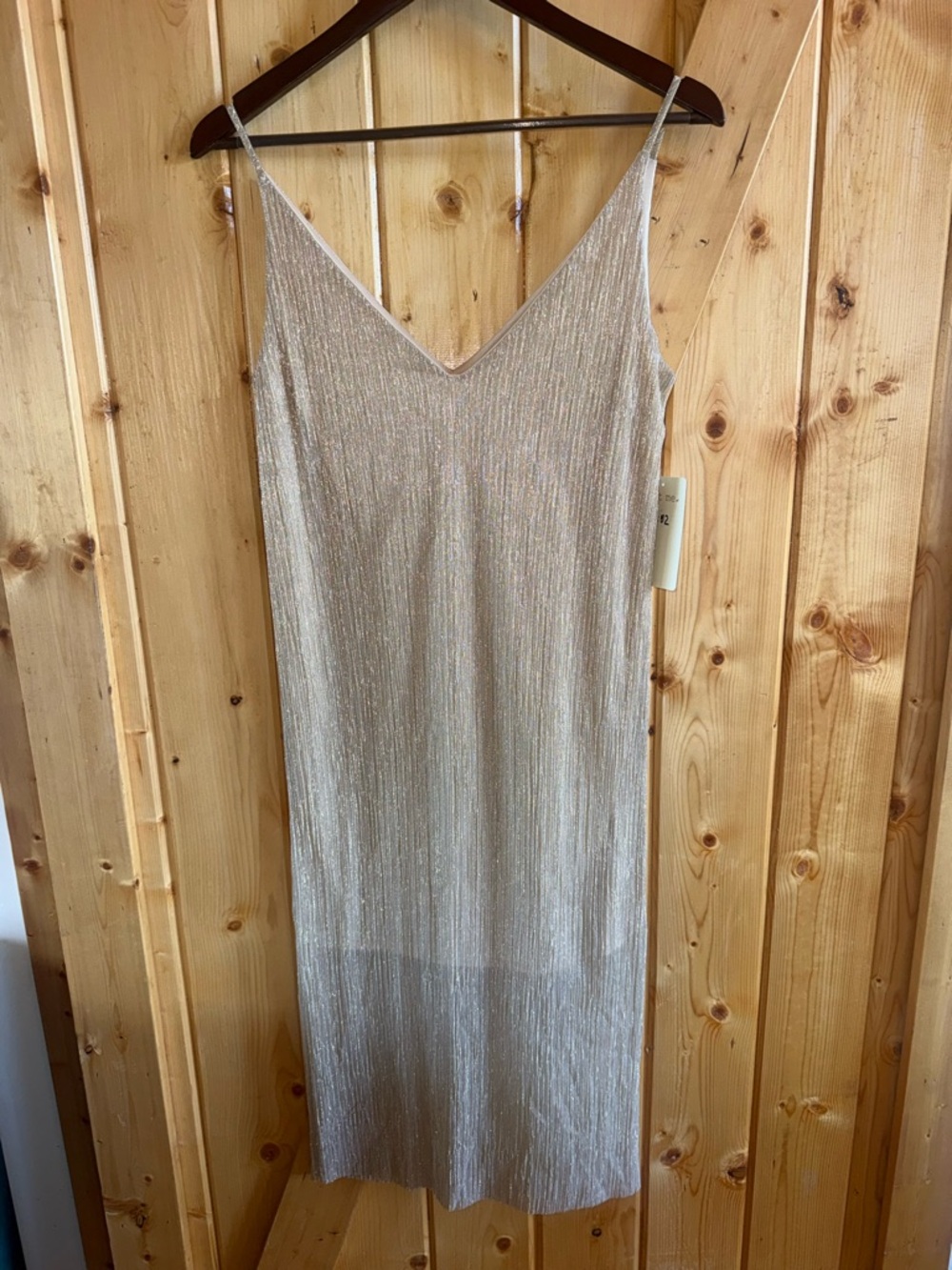 Just Me Metallic Champagne Slip Midi Dress